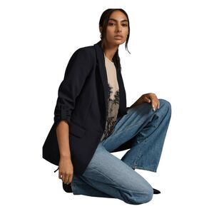 Maeve Anthropologie Lazar Roll-Sleeve Blazer Black Knit 2